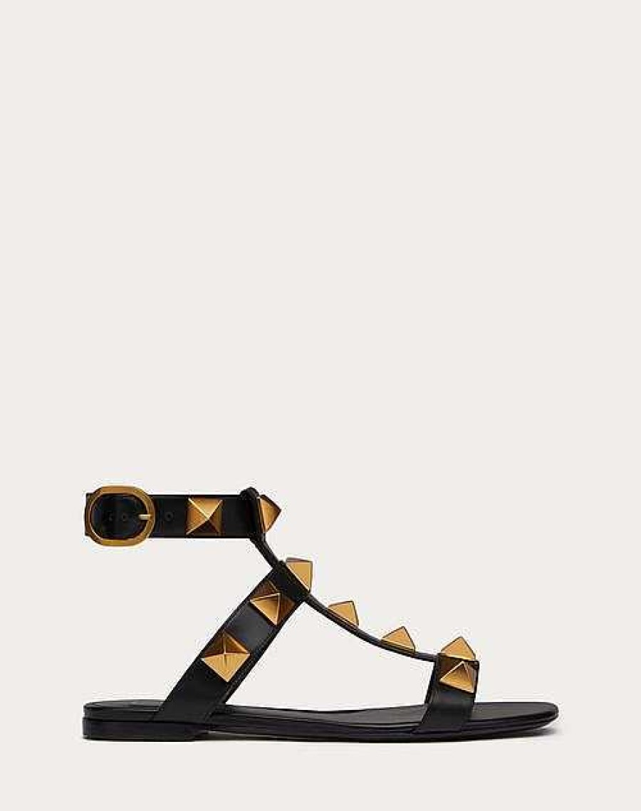 Valentino Roman Stud Flat Calfskin Sandal | Sandals