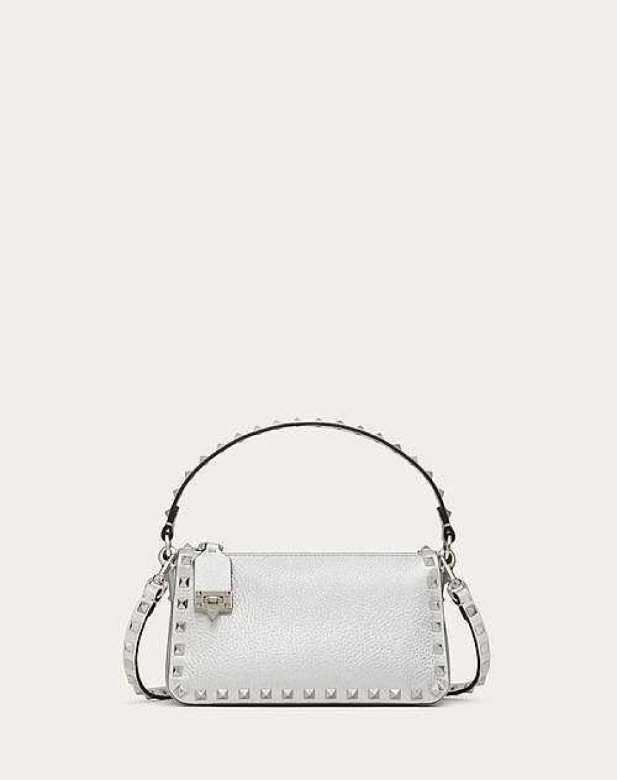 Valentino Small Rockstud Grainy Metallic Calfskin Crossbody Bag | Shoulder Bags