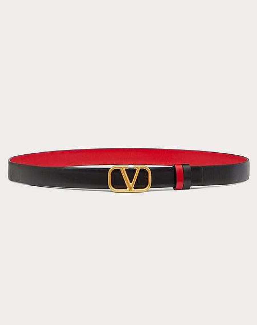 Valentino Reversible Vlogo Signature Belt In Glossy Calfskin 20 Mm | Belts