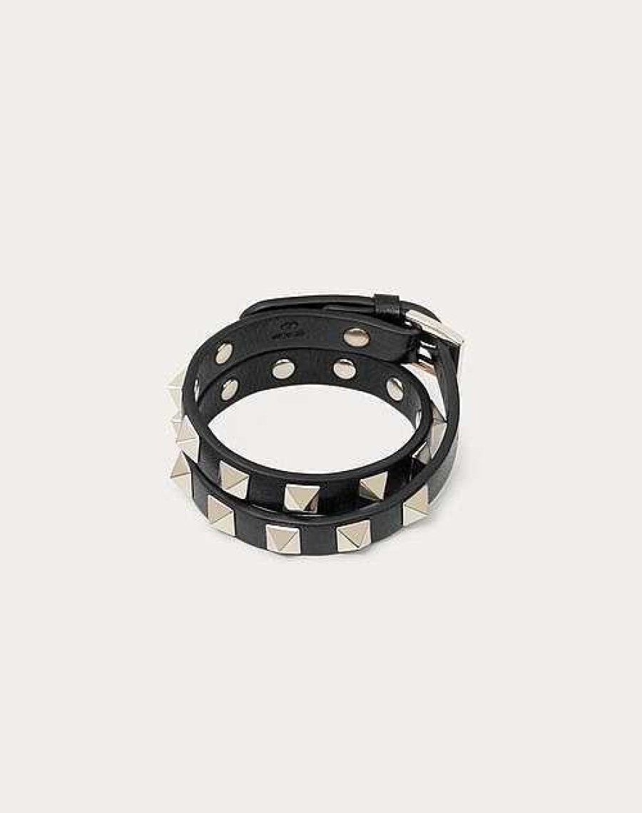 Valentino Rockstud Calfskin Double-Strap Bracelet | Jewelry