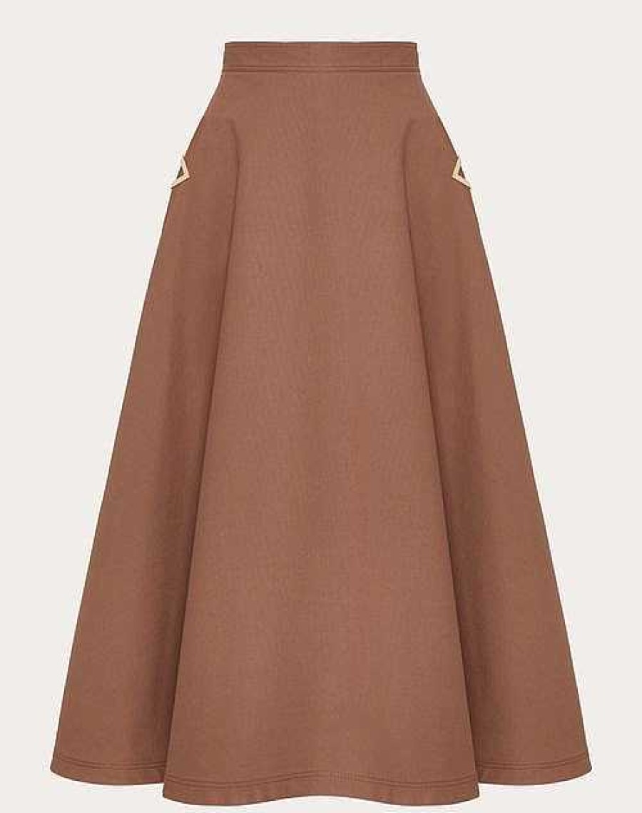 Valentino Stretch Cotton Canvas Midi Skirt | Skirts