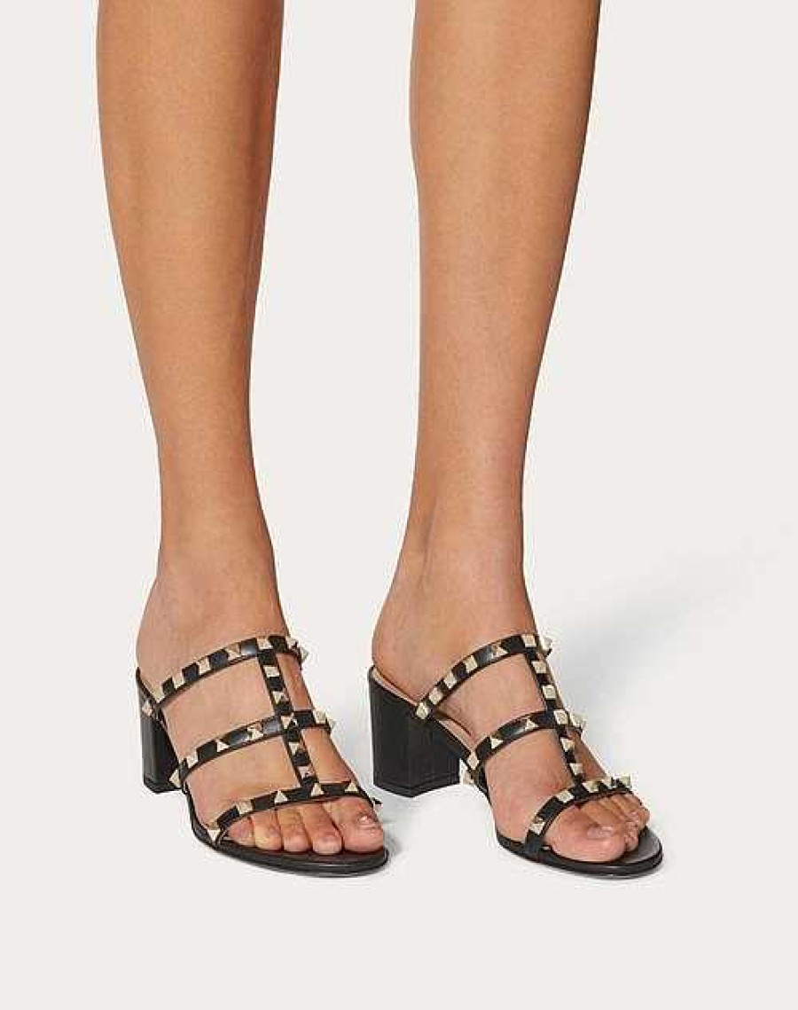 Valentino Rockstud Calfskin Leather Slide Sandal 60 Mm | Sandals