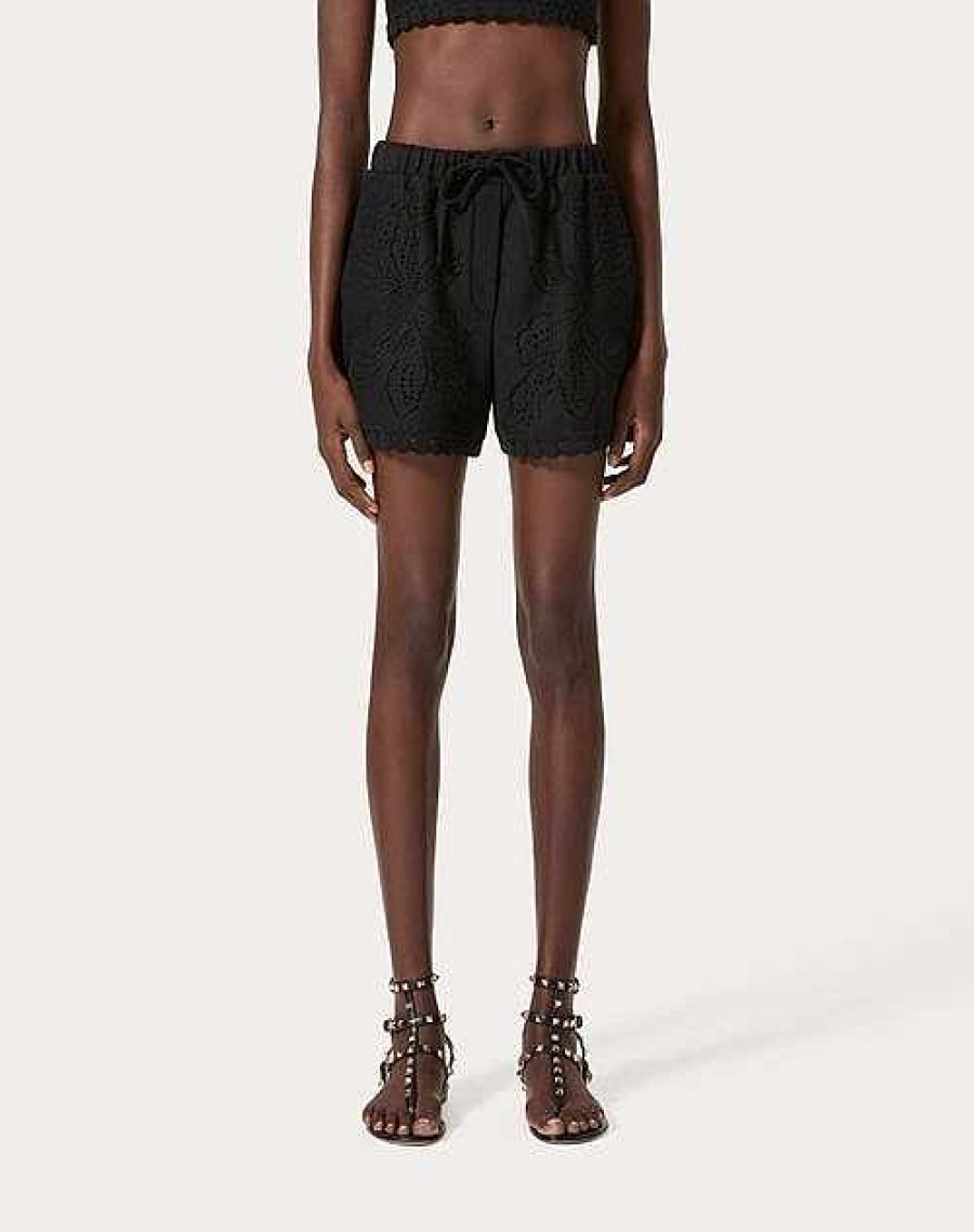 Valentino Shorts In Valentino Cotton Guipure Jardin Plat | Pants And Shorts