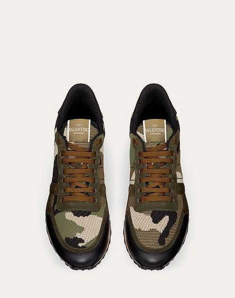 Valentino Mesh Fabric Camouflage Rockrunner Sneaker | Sneakers