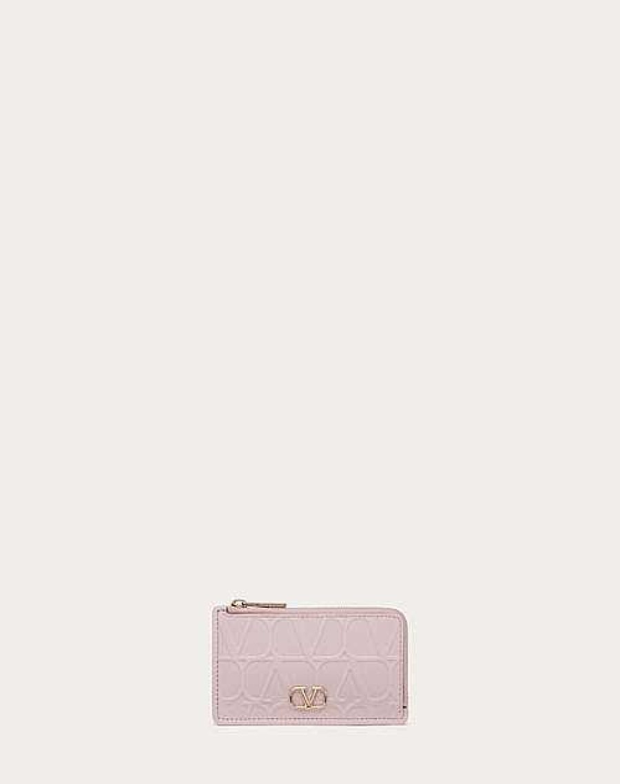 Valentino Valentino Garavani Leather Toile Iconographe Calfskin Cardholder With Zipper | Wallets And Small Leather Goods