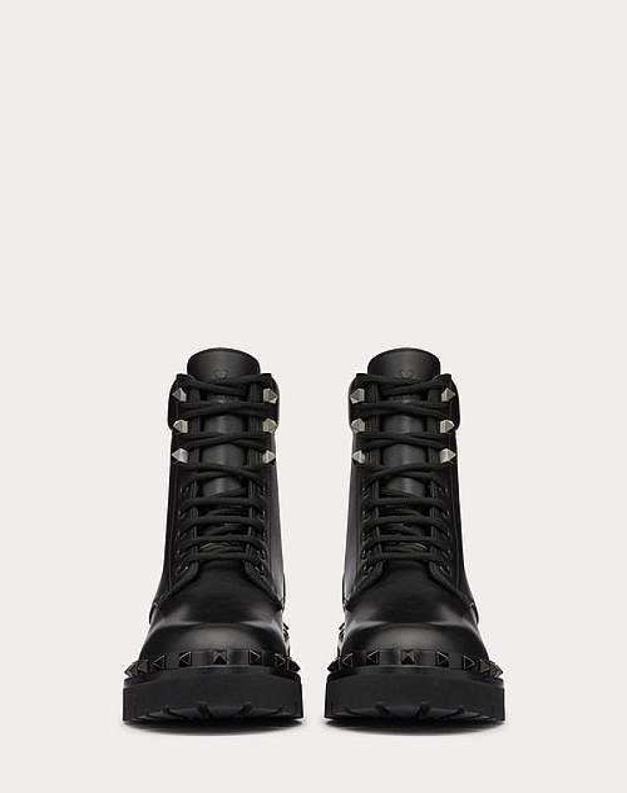 Valentino Rockstud Calfskin Combat Boot With Matching Studs 50Mm | Boots