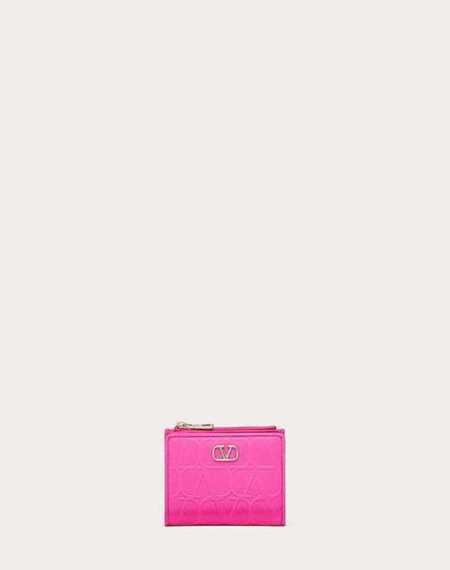 Valentino Valentino Garavani Leather Toile Iconographe Wallet In Calfskin | Wallets And Small Leather Goods