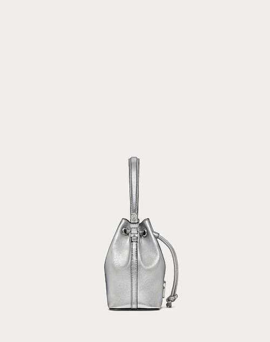 Valentino Mini Vlogo Signature Bucket Bag In Metallic Nappa Leather | Shoulder Bags