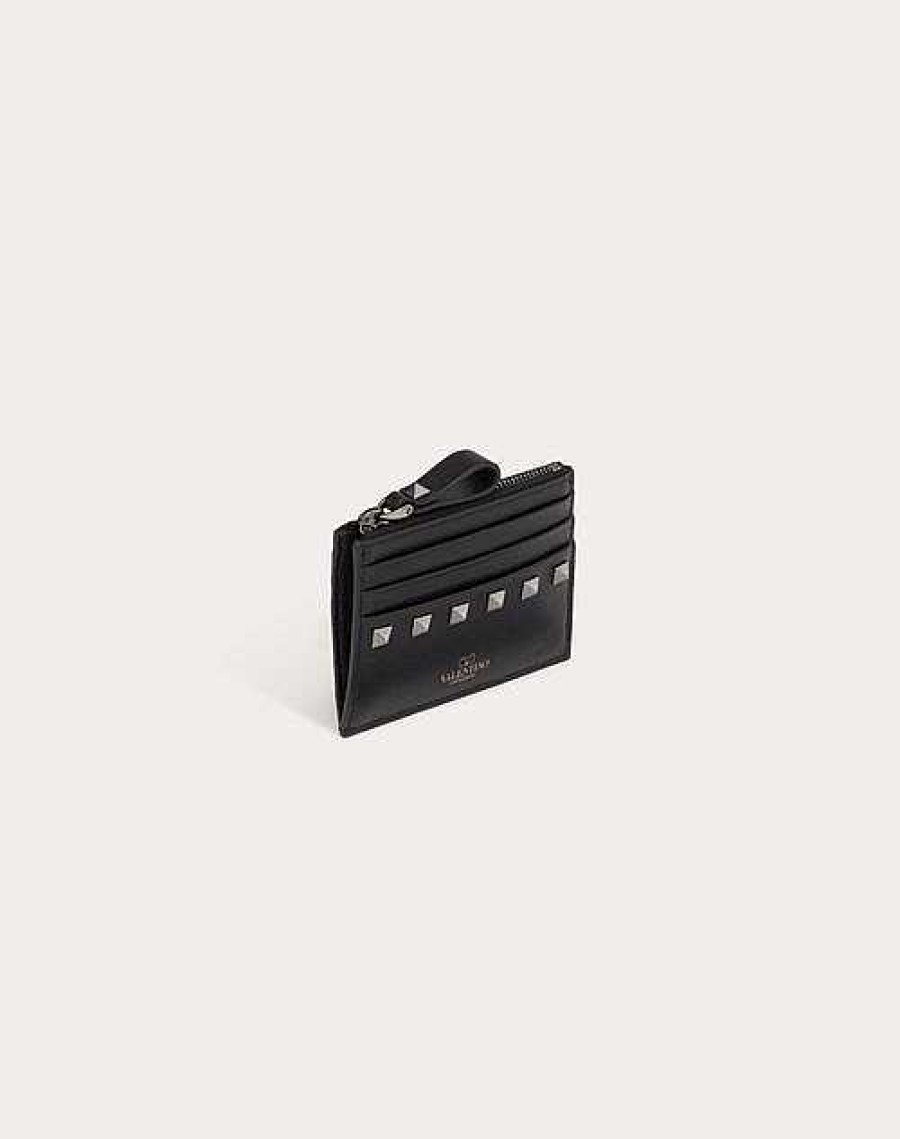 Valentino Rockstud Calfskin Cardholder With Zipper | Wallets And Small Leather Goods