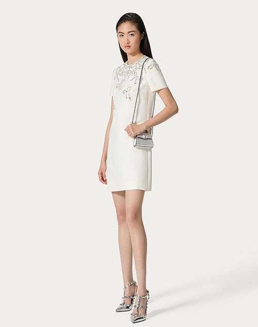 Valentino Embroidered Crepe Couture Short Dress | Dresses