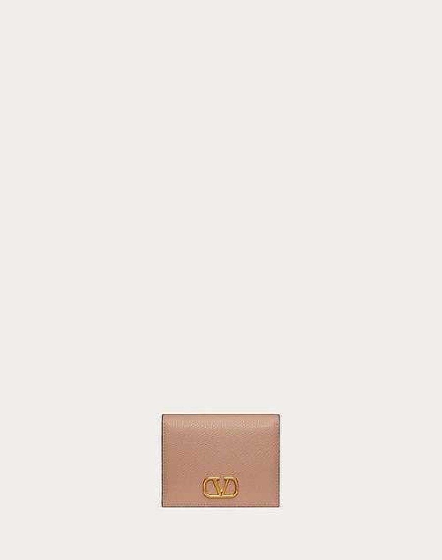 Valentino Compact Vlogo Signature Grainy Calfskin Wallet | Wallets And Small Leather Goods