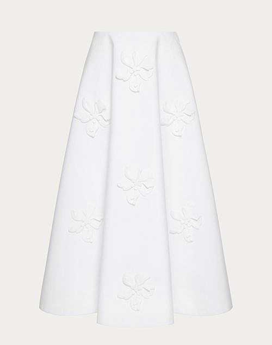 Valentino Embroidered Compact Popeline Midi Skirt | Skirts