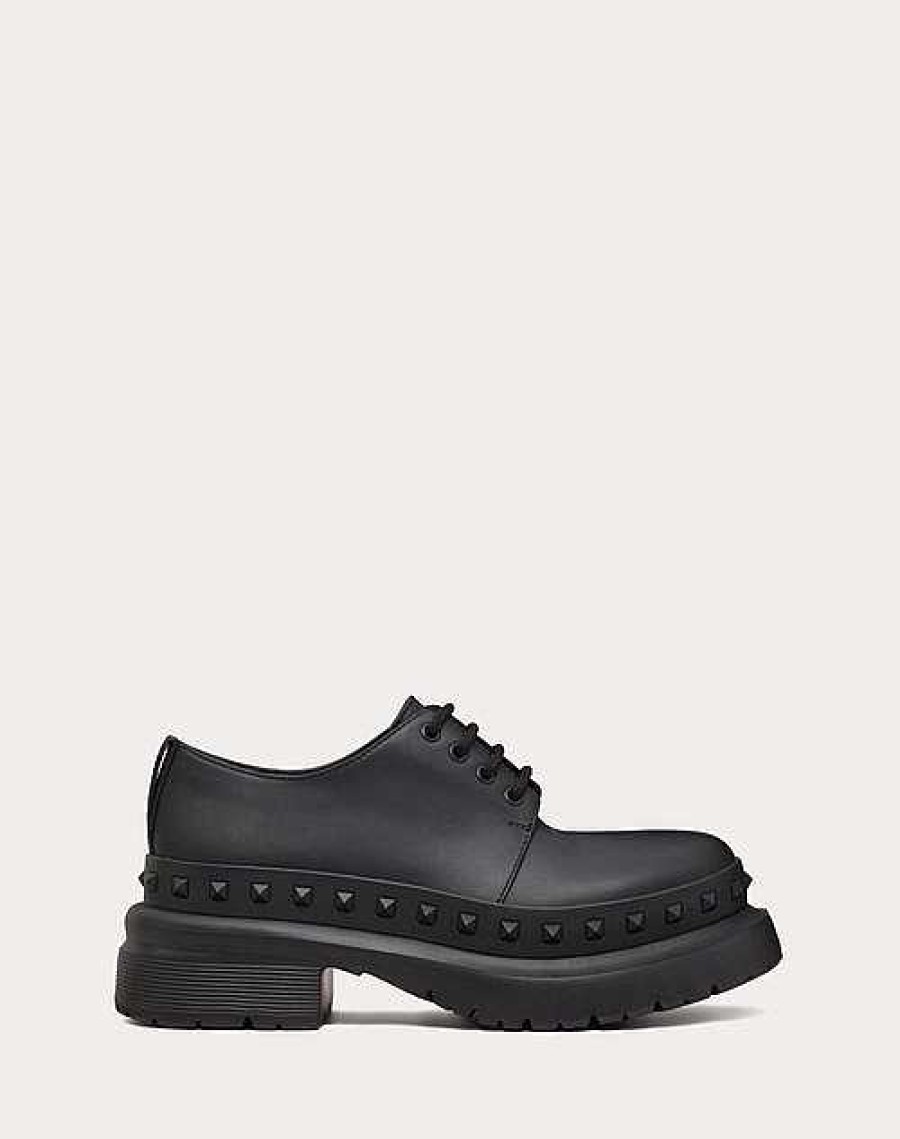 Valentino M-Way Rockstud Derby In Calfskin | Lace-Ups And Loafers