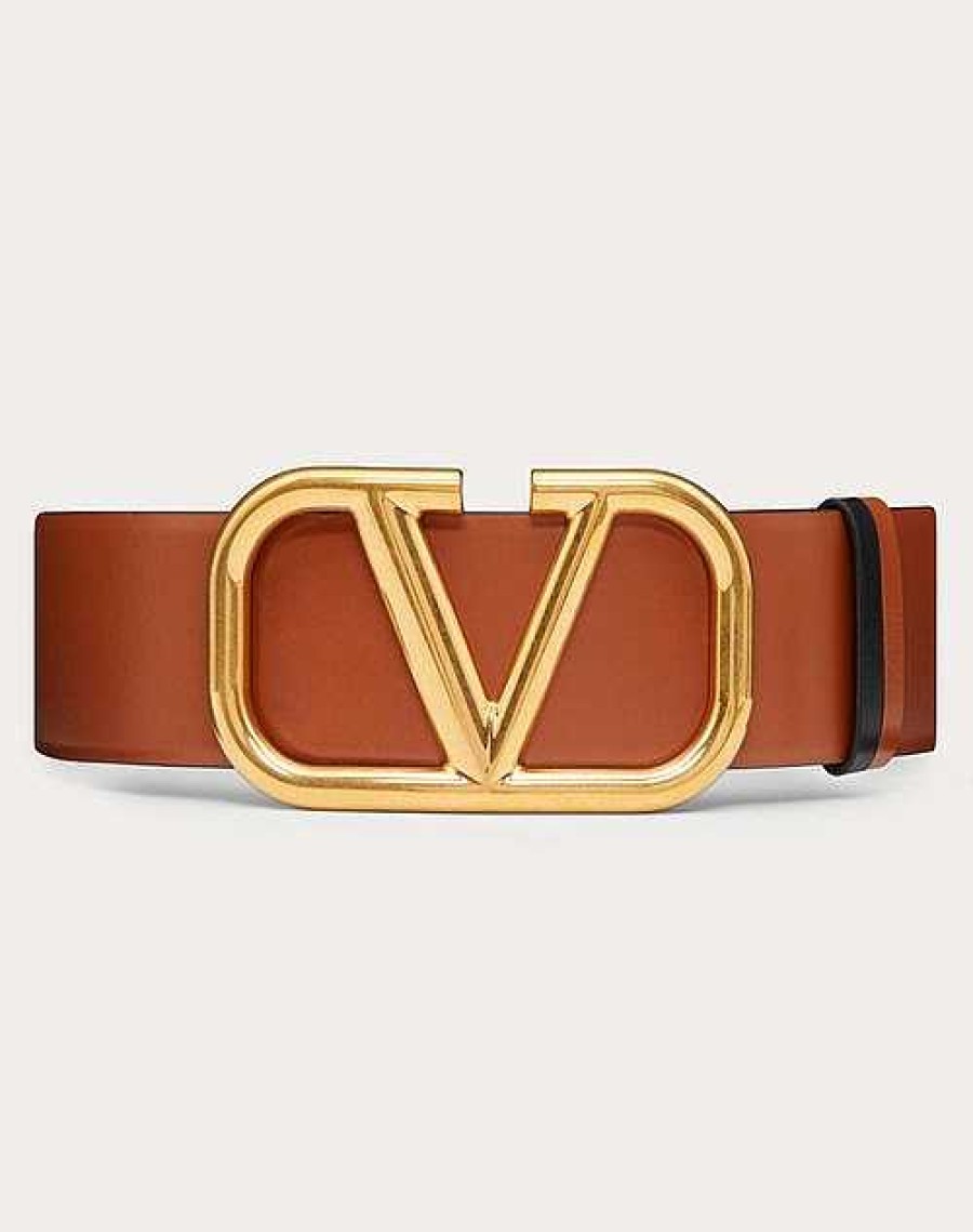 Valentino Reversible Vlogo Signature Belt In Glossy Calfskin 70 Mm | Belts