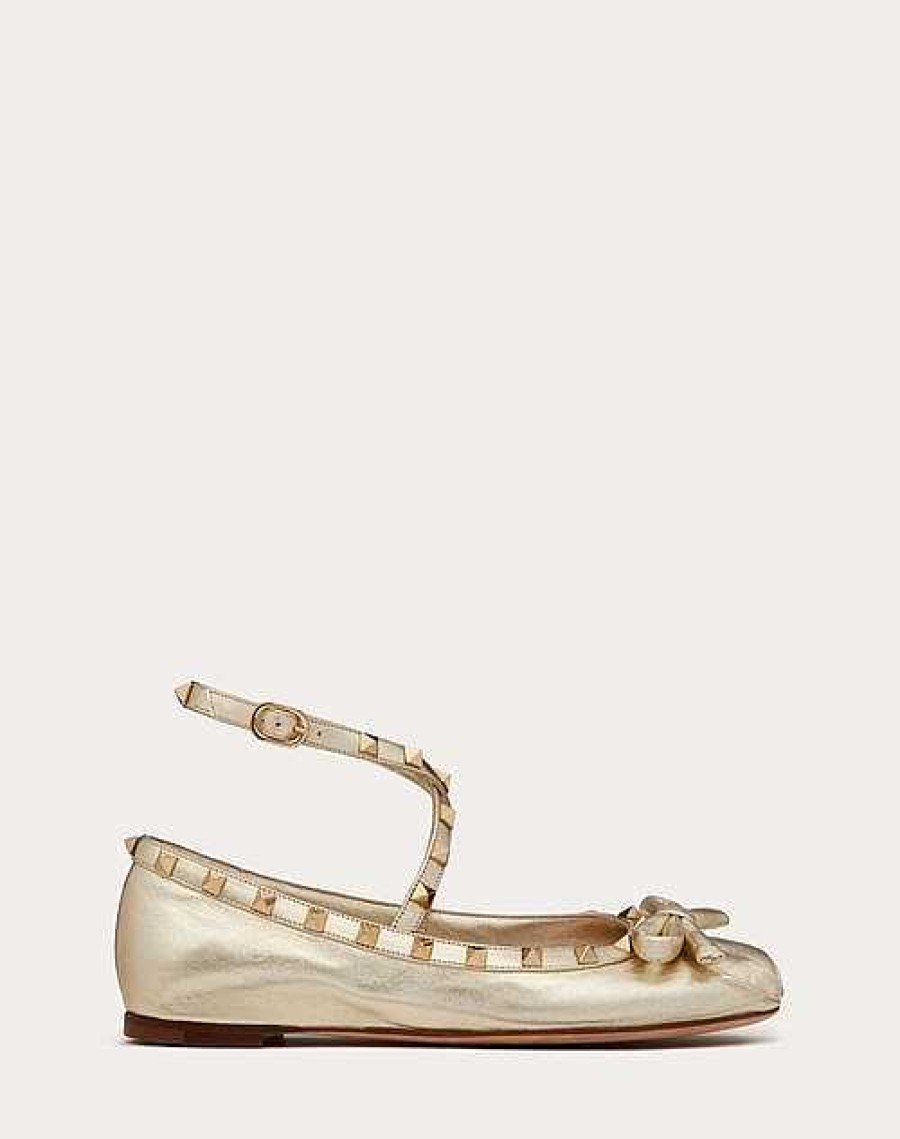 Valentino Rockstud Laminated Nappa Leather Ballerina | Ballerinas