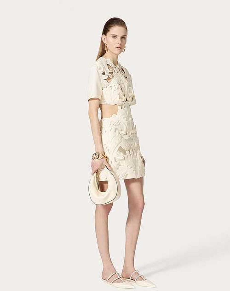 Valentino Embroidered Crepe Couture Short Dress | Dresses