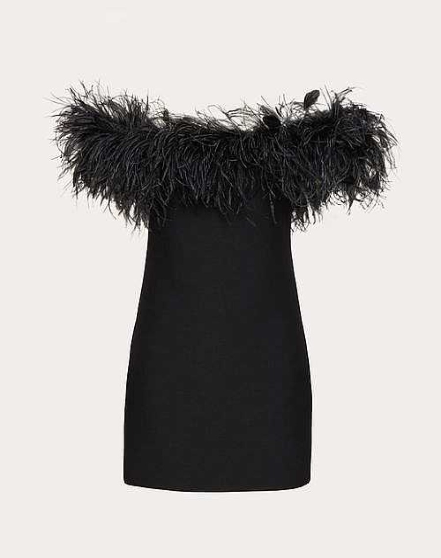 Valentino Crepe Couture Dress With Feather Embroidery | Dresses