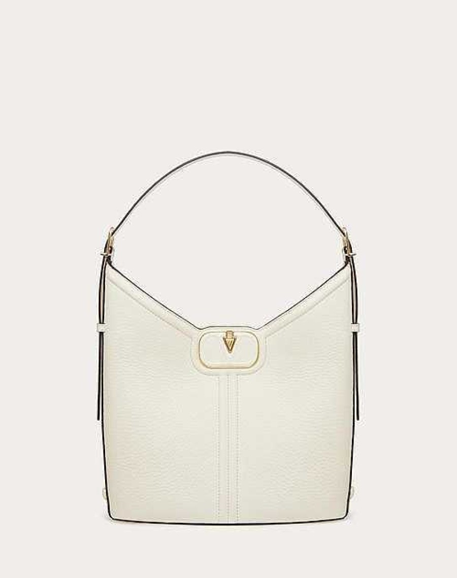 Valentino Vlogo Leather Hobo Bag In Grainy Calfskin | Shoulder Bags