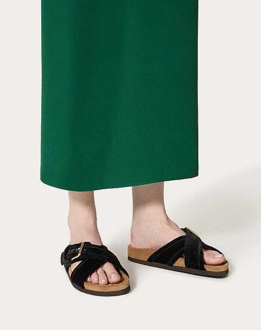 Valentino Slide Fussfriend Velvet Sandal 30Mm | Slides And Thongs