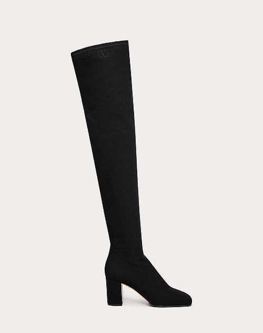 Valentino Valentino Garavani Golden Walk Over-The-Knee Boot In Stretch Fabric 70Mm | Boots