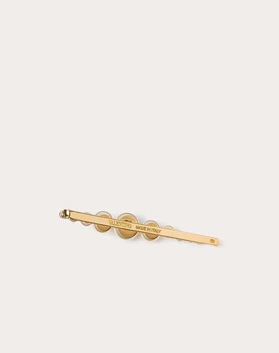 Valentino Vlogo Signature Metal And Pearl Hair Clip | Hair Accessories