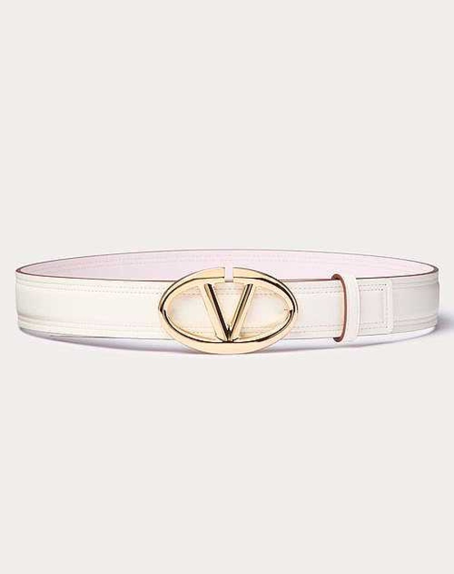 Valentino The Bold Edition Vlogo Shiny Calfskin Belt 30 Mm | Belts