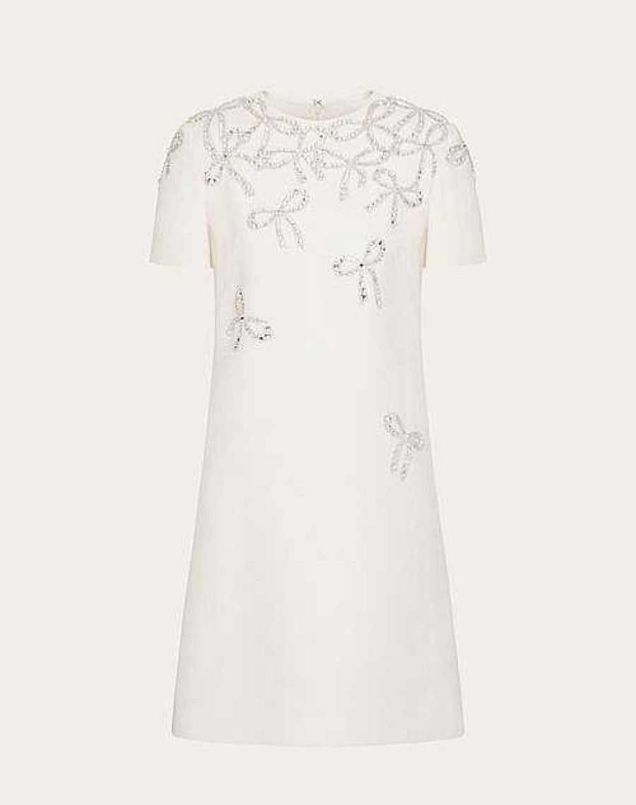 Valentino Embroidered Crepe Couture Short Dress | Dresses