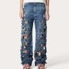 Valentino Embroidered Medium Blue Pants | Denim