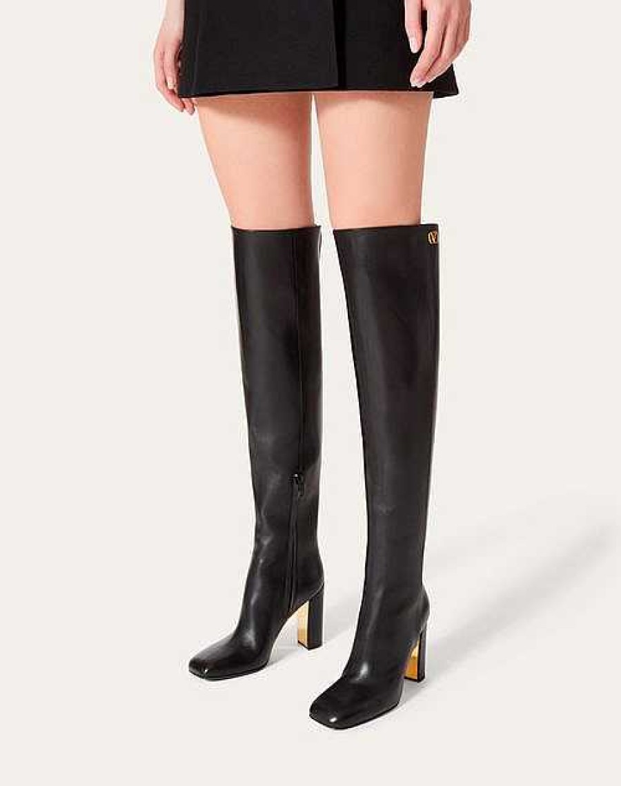 Valentino Valentino Garavani Golden Walk Over-The-Knee Calfskin Boot 95Mm | Boots