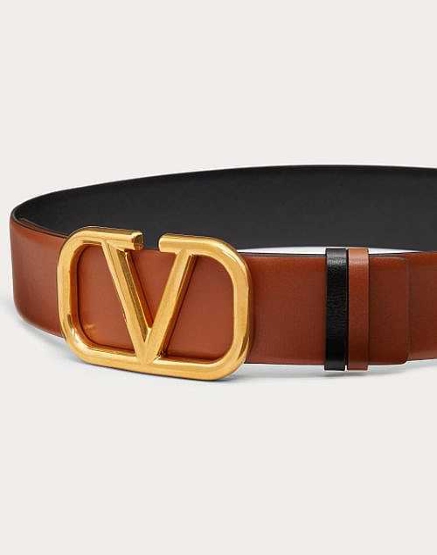 Valentino Reversible Vlogo Signature Belt In Glossy Calfskin 40 Mm | Belts