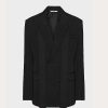 Valentino Double-Breasted Wool Jacket With Silk Faille Scarf Collar | Coats And Blazers