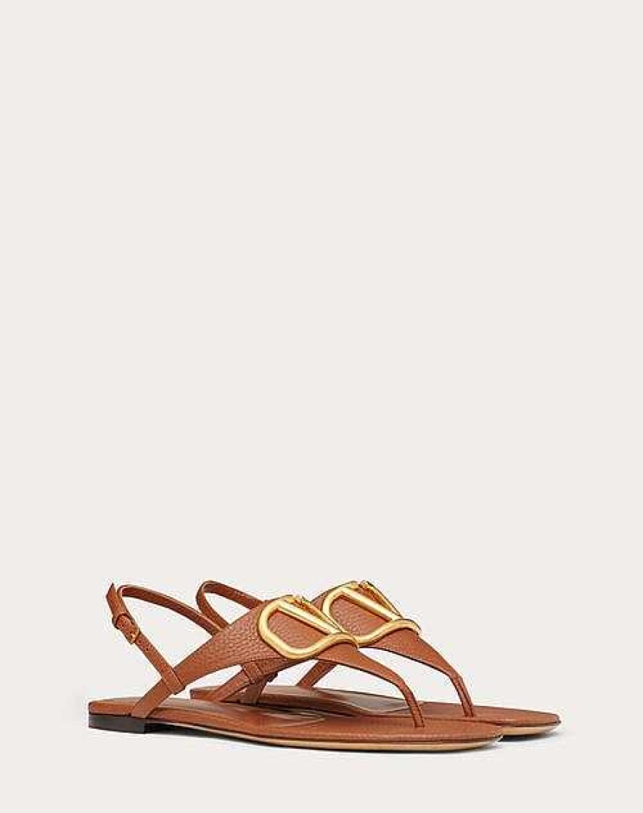 Valentino Vlogo Signature Flat Thong Sandal In Grainy Calfskin | Slides And Thongs