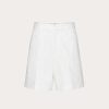 Valentino Stretch Cotton Canvas Bermuda Shorts With Rubberized V Detail | Pants And Shorts