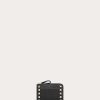 Valentino Rockstud Card Holder In Grainy Calfskin With Key Chain | Wallets And Small Leather Goods