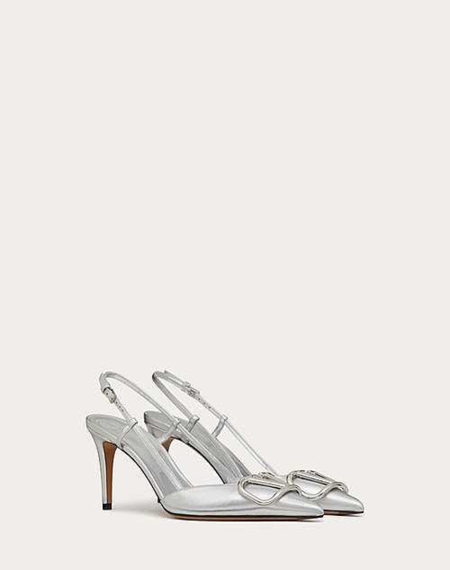 Valentino Vlogo Signature Slingback Pump In Laminated Nappa Leather 80Mm | Pumps