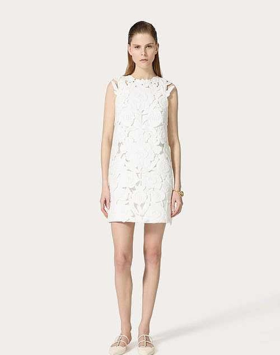 Valentino Embroidered Light Double Splittable Gabardine Short Dress | Dresses