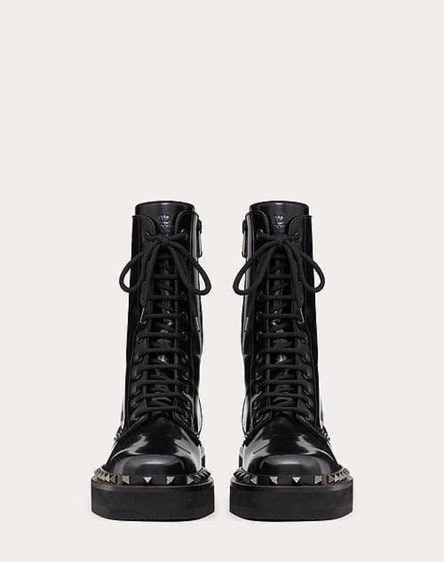 Valentino Rockstud M-Way Calfskin Combat Boot With Matching Studs 50Mm | Boots