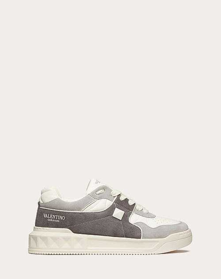 Valentino One Stud Low-Top Sneaker In Split Leather And Nappa | Sneakers