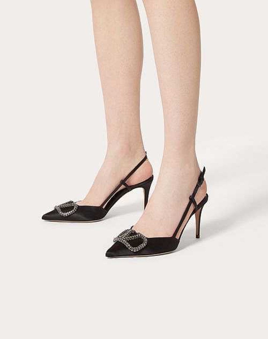 Valentino Vlogo Signature Satin Slingback Pumps 80Mm | Pumps