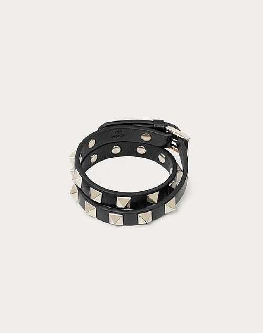 Valentino Rockstud Calfskin Double-Strap Bracelet | Jewelry