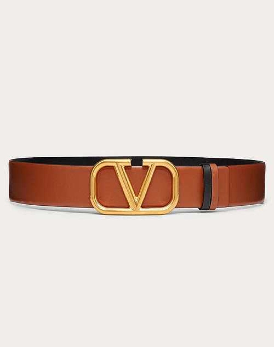 Valentino Reversible Vlogo Signature Belt In Glossy Calfskin 40 Mm | Belts