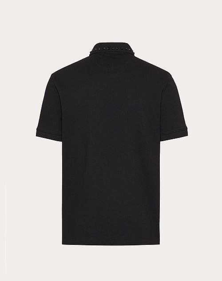 Valentino Cotton Pique Polo Shirt With Untitled Studs | T-Shirts And Sweatshirts