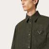 Valentino Nylon Shirt Jacket With Rubberized V Detail | Outerwear