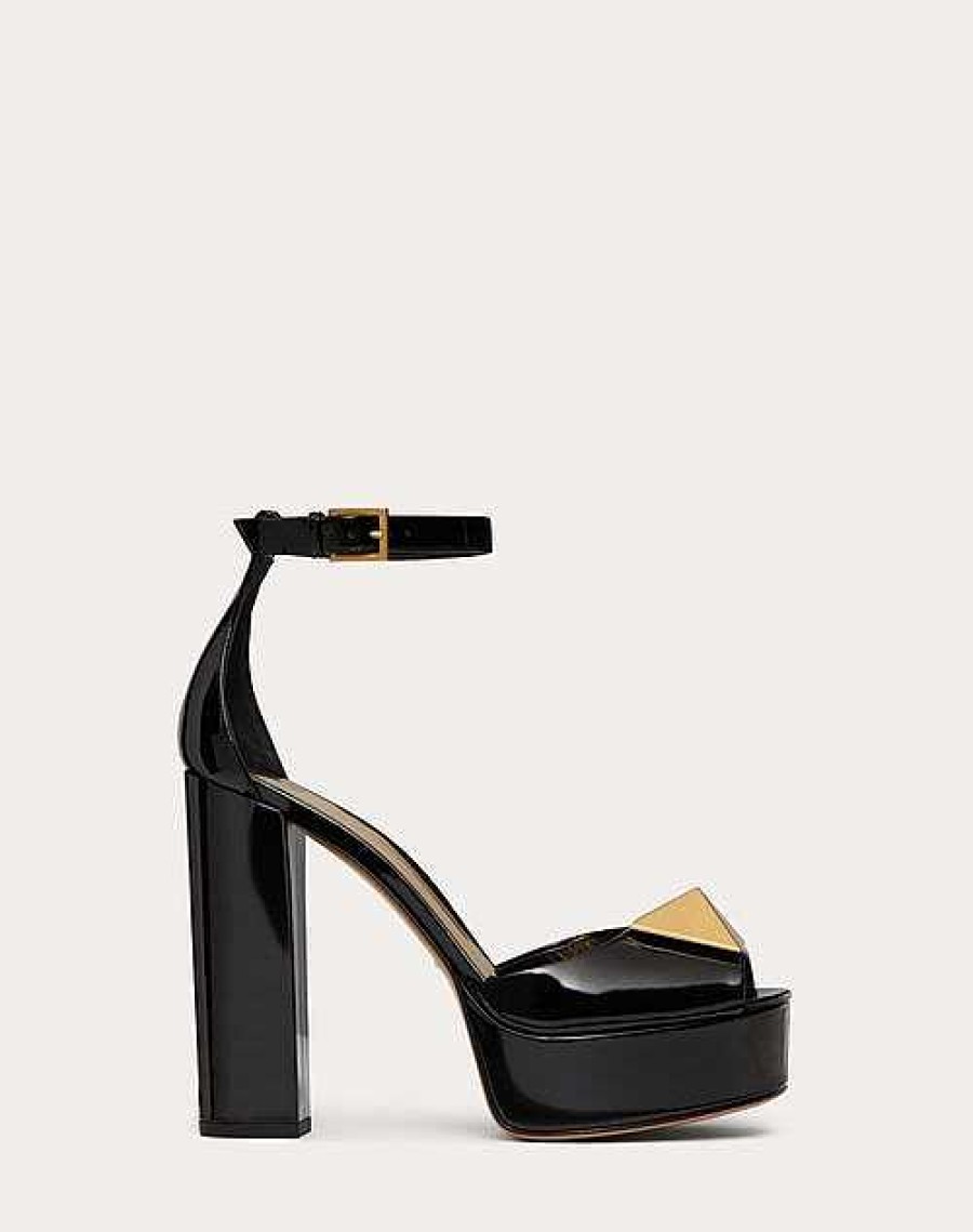 Valentino Open Toe Pump With One Stud Platform In Patent Leather 120 Mm | Pumps