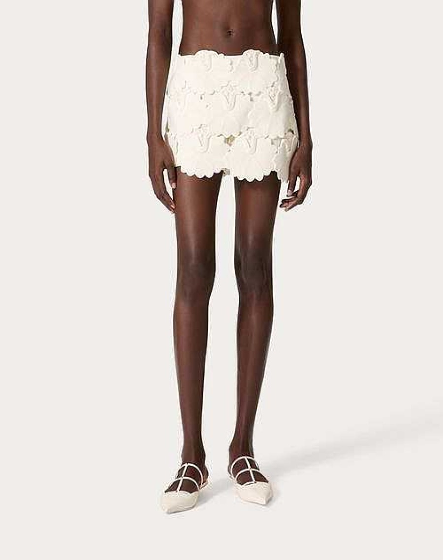 Valentino Embroidered Crepe Couture Skort | Skirts