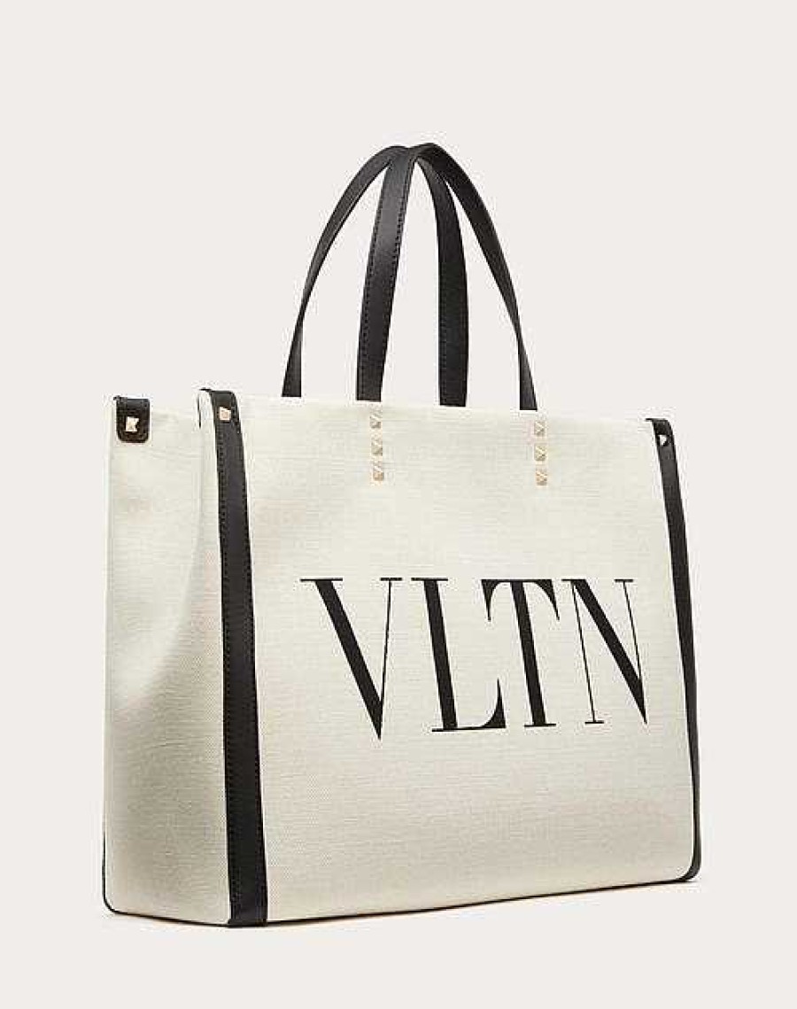 Valentino Small Vltn Print Canvas Tote Bag | Totes