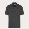 Valentino Stretch Cotton Polo Shirt With Metallic V Detail | Knitwear