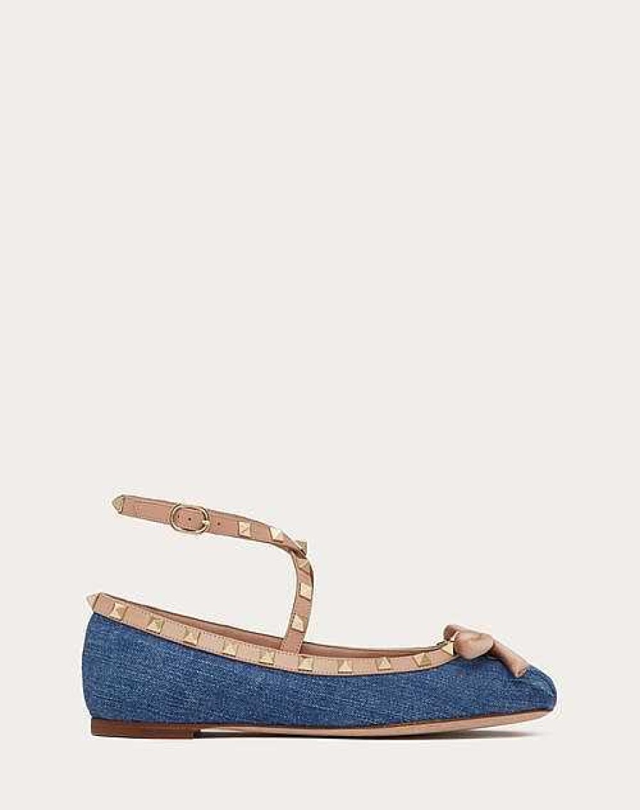 Valentino Rockstud Denim Ballerinas | Ballerinas