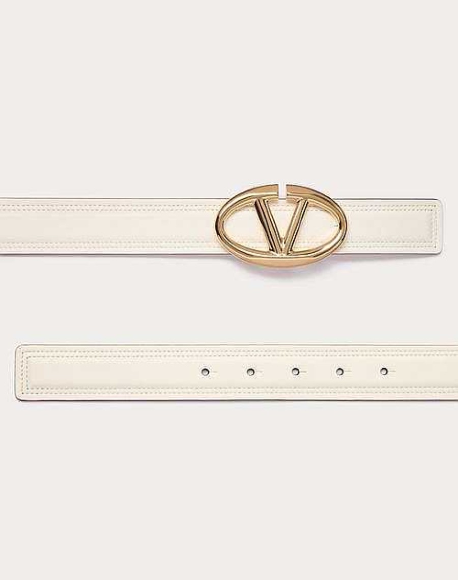 Valentino The Bold Edition Vlogo Shiny Calfskin Belt 30 Mm | Belts