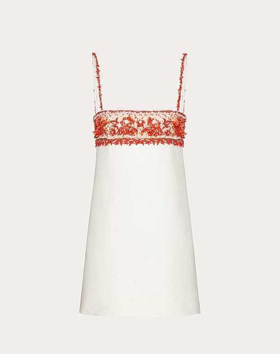 Valentino Embroidered Crepe Couture Short Dress | Dresses